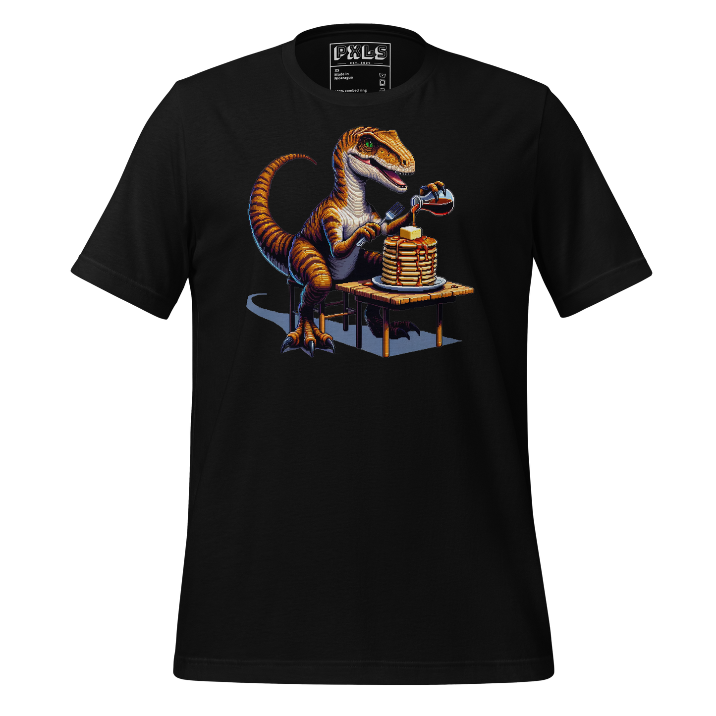 "Velociraptor Eating Pancakes" Unisex Shirt