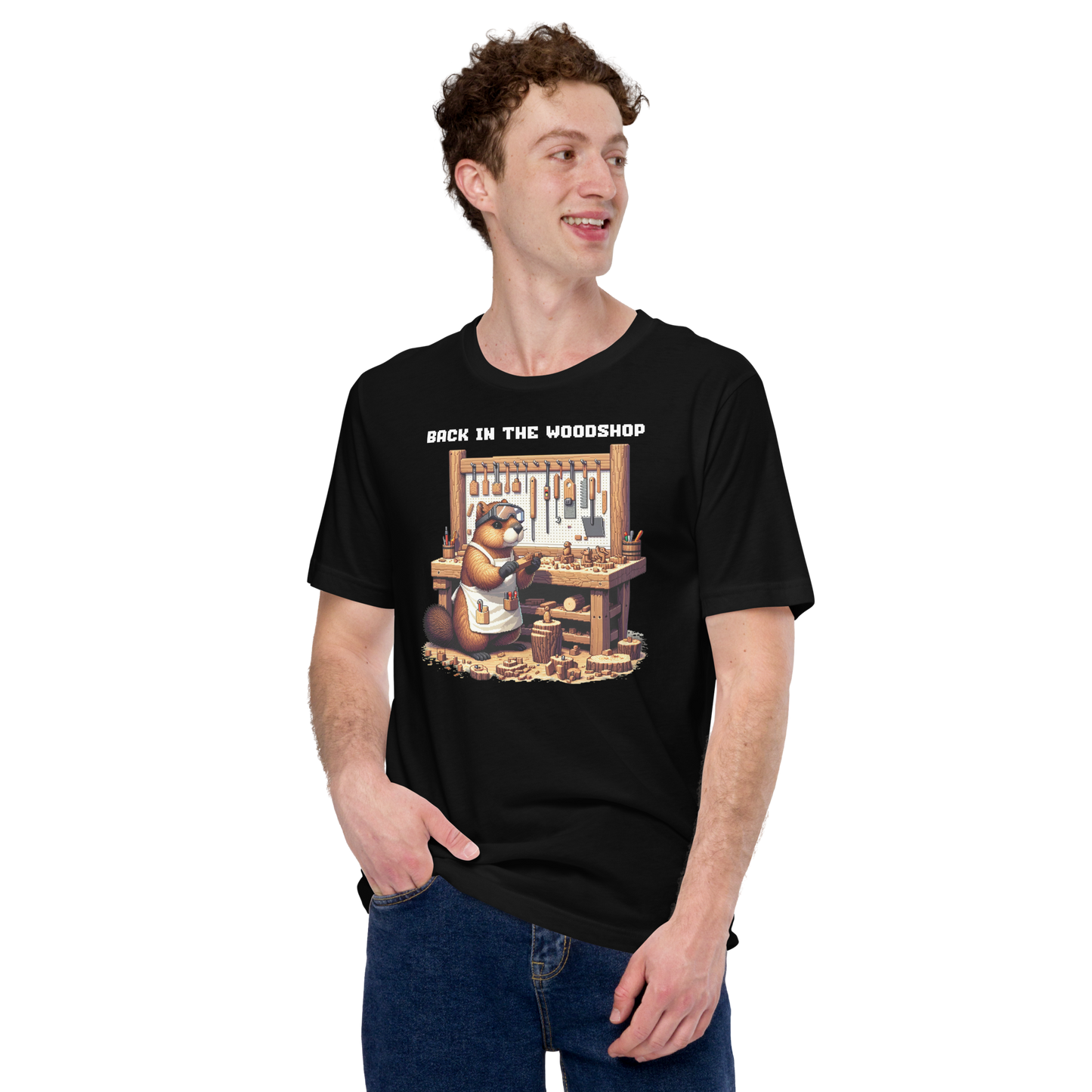 "Back in the Woodshop" Unisex Shirt w/ Text