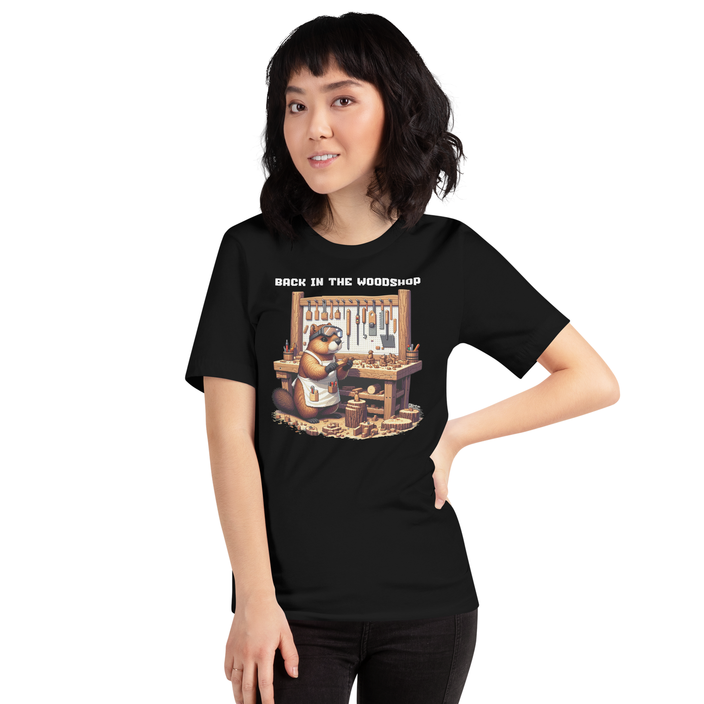 "Back in the Woodshop" Unisex Shirt w/ Text
