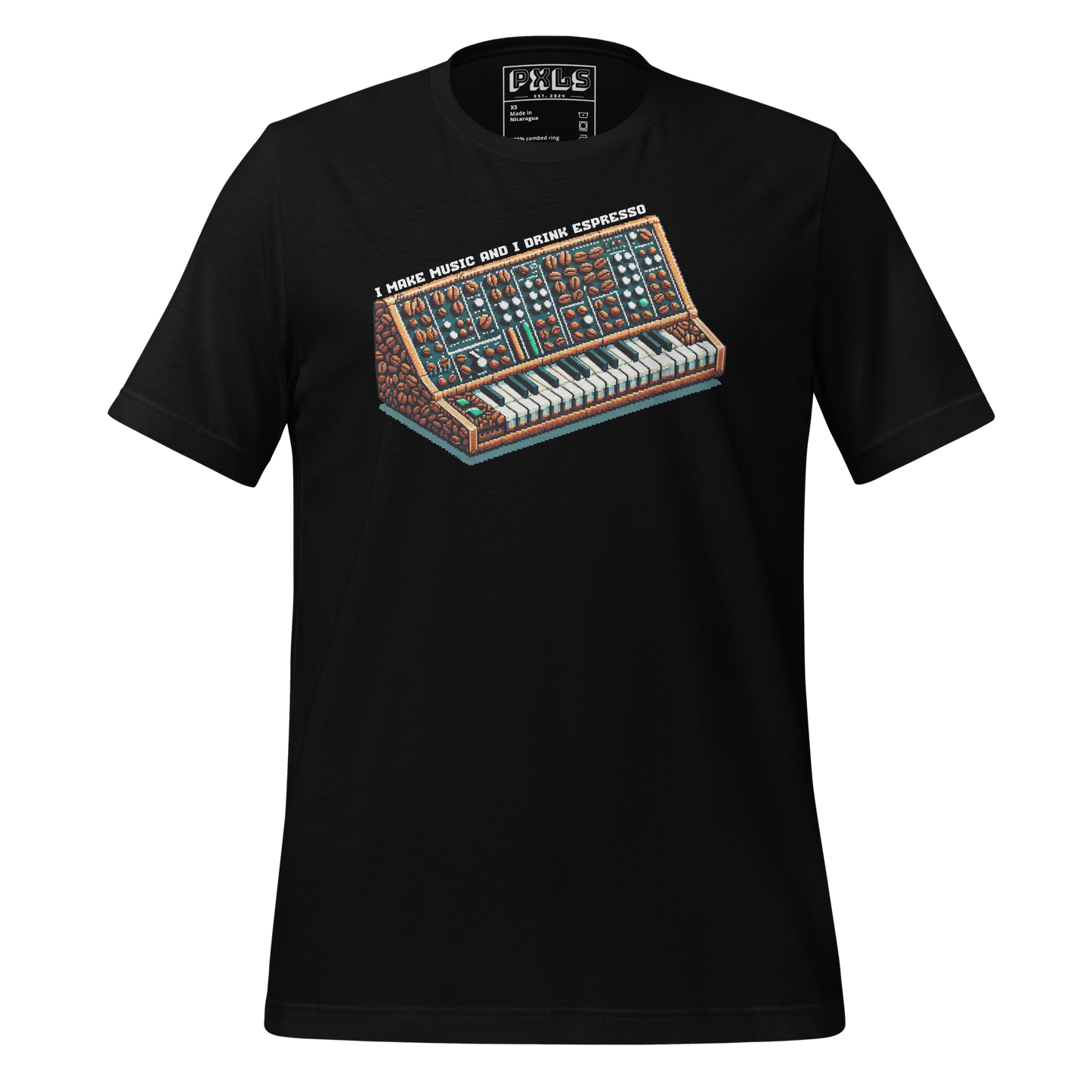 "Maurice's Espresso Synthesizer" Unisex Shirt w/ Text