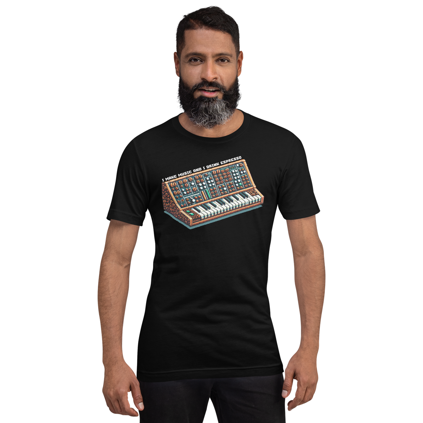"Maurice's Espresso Synthesizer" Unisex Shirt w/ Text
