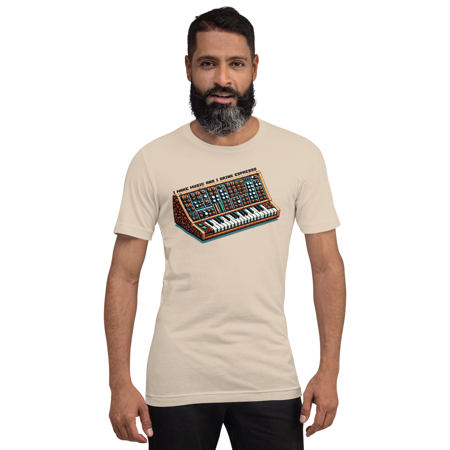 "Maurice's Espresso Synthesizer" Unisex Shirt w/ Text