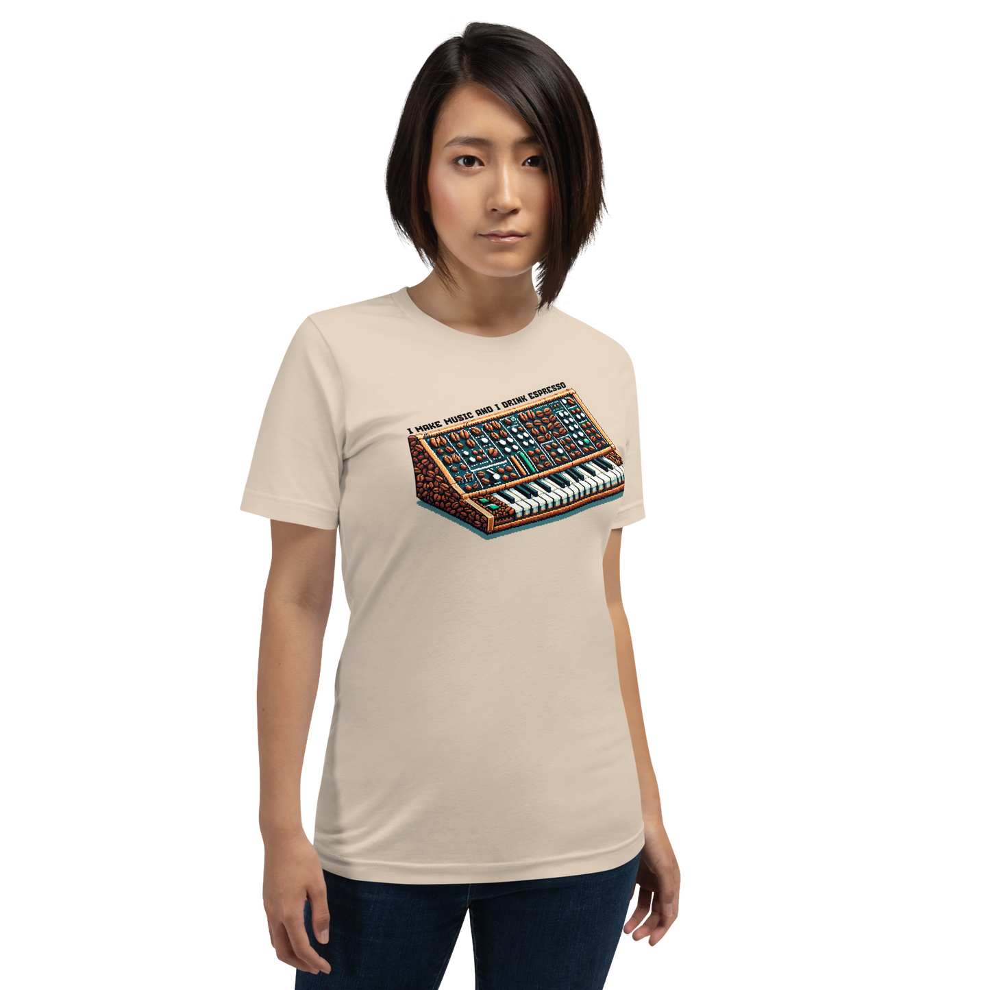 "Maurice's Espresso Synthesizer" Unisex Shirt w/ Text