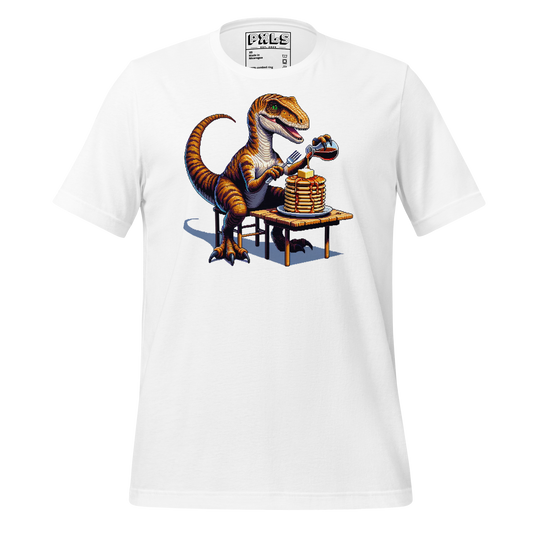 "Velociraptor Eating Pancakes" Unisex Shirt