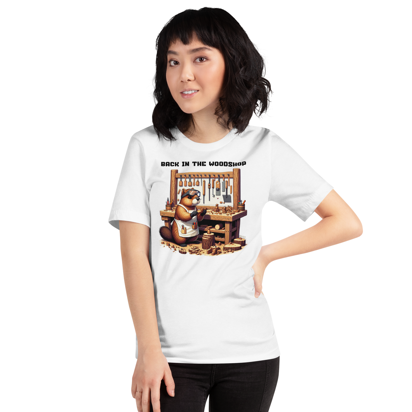 "Back in the Woodshop" Unisex Shirt w/ Text