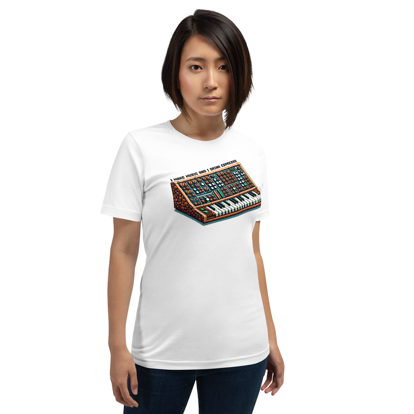 "Maurice's Espresso Synthesizer" Unisex Shirt w/ Text